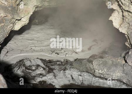 Teufels-Haus ist eines der eingestürzten Krater im Bereich Wai-O-Tapu, wo Säure Aktion im Boden den Zusammenbruch verursacht hat. Stockfoto