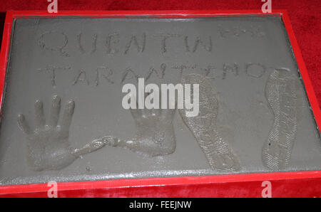 Quentin Tarantinos Hand- und Fußabdruck Zeremonie mit: Atmosphäre wo: Hollywood, Kalifornien, Vereinigte Staaten, wann: 6. Januar 2016 Stockfoto