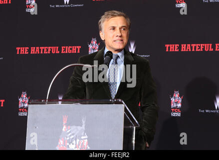 Quentin Tarantinos Hand- und Fußabdruck Zeremonie mit: Christoph Waltz wo: Hollywood, Kalifornien, Vereinigte Staaten, wann: 6. Januar 2016 Stockfoto