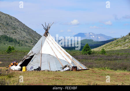 Duhkha (gleiche wie Tsaatan)-Sommer-camp Stockfoto