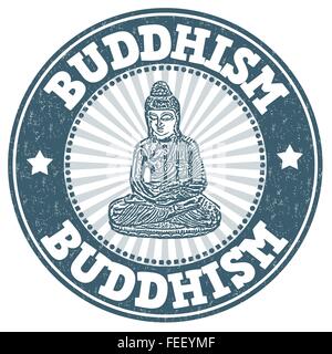 Buddhismus-Grunge-Stempel auf weißem Hintergrund, Vektor-illustration Stock Vektor