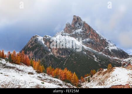 Mount Sass de Stria, Falzarego Pfad, Dolomiten Stockfoto