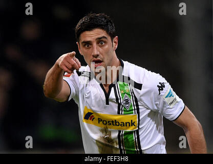 Mönchengladbach, Deutschland. 5. Februar 2016. Mönchengladbach Lars Stindl feiert während der Fußball-Bundesligaspiel Borussia Moenchengladbach Vs Werder Bremen in Mönchengladbach, 5. Februar 2016. Foto: Jonas Guettler/Dpa/Alamy Live News Stockfoto