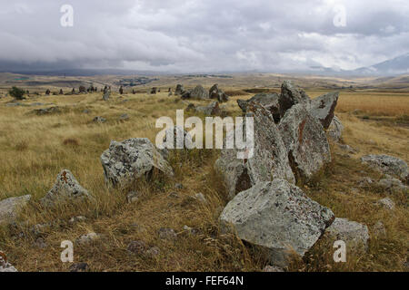 Zorats Karer Steinkreis in der Nähe von Sissian in Armenien Stockfoto