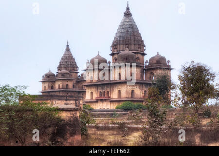 Ehrenmale, Orchha, Madhya Pradesh, Indien, Südasien Stockfoto