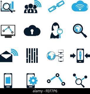 Daten-analytische und soziale Netzwerk-Symbole Stock Vektor