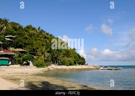 einen schönen Blick auf den Strand hatte Salat Koh Phangan Thailand Stockfoto