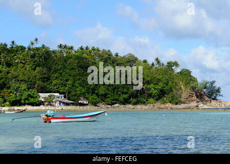 Long-Tail-Boote in hatte Salat Koh Phangan Thailand Stockfoto