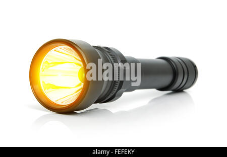 Elektrische LED Taschenlampen isoliert auf weißem Hintergrund Stockfoto