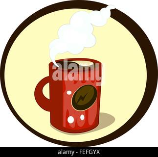 Vektor rot Cartoon Tasse Kaffee, Symbol, Logo oder Wappen für ein café Stock Vektor