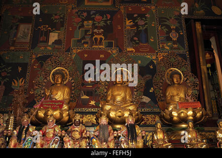 Restaurierten Wandmalereien, Wat Phanan Choeng, Ayutthaya, Thailand, Asien. Stockfoto