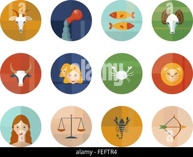 Satz von astrologischen Tierkreiszeichen. Horoskop. Stock Vektor