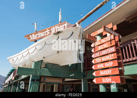 Mariner es Wharf Fisch Markt, Hout Bay, Kap-Halbinsel, Gemeinde in Kapstadt, Westkap-Provinz, Südafrika Stockfoto