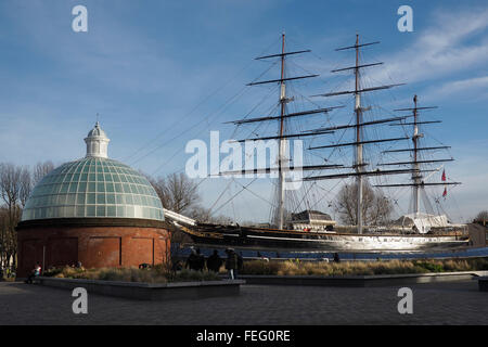 Cutty Sark und Greenwich Foot tunnel Stockfoto