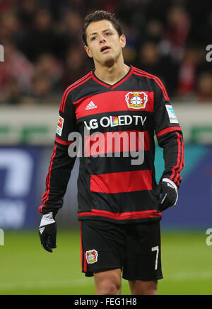 Leverkusen, Deutschland. 6. Februar 2016. Bayer 04 Leverkusen Vs FC Bayern München, Deutschland: Chicharito (Leverkusen). Bildnachweis: Jürgen Schwarz/Alamy Live-Nachrichten Stockfoto