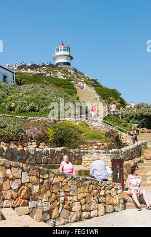 Schritte zum Cape Point Leuchtturm, Kap der guten Hoffnung, Kap-Halbinsel, City of Cape Town, Western Cape, Südafrika Stockfoto