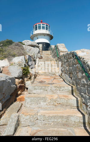 Schritte zum Cape Point Leuchtturm, Kap der guten Hoffnung, Kap-Halbinsel, City of Cape Town, Western Cape, Südafrika Stockfoto