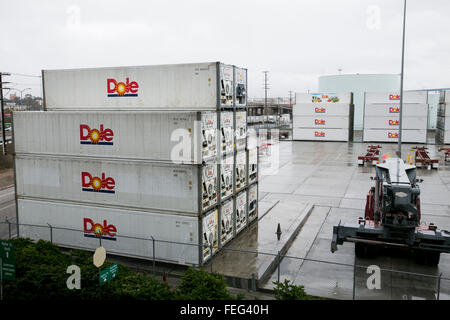 See-Container mit dem Logo der Dole Food Company, Inc., in einer Versand-Anlage in San Diego, Kalifornien am 31. Januar 2016. Stockfoto