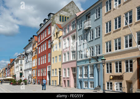 Bunte Häuser, Nyhavn, Kopenhagen (Kobenhavn), Königreich Dänemark Stockfoto