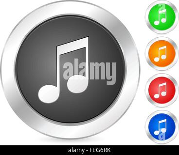 Computer Musik Hinweis Symbolsatz isoliert auf einem weißen Hintergrund. Vektor-Illustration. Stock Vektor