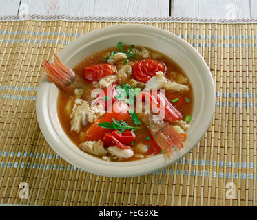 Muschel-Suppe - jamaikanische Stil, was Amerika Kochen ist Stockfoto