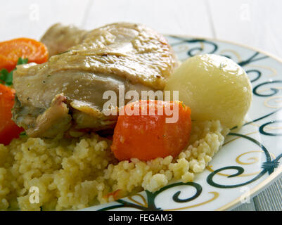 Maftul - Hähnchen Couscous in den palästinensischen Stockfoto
