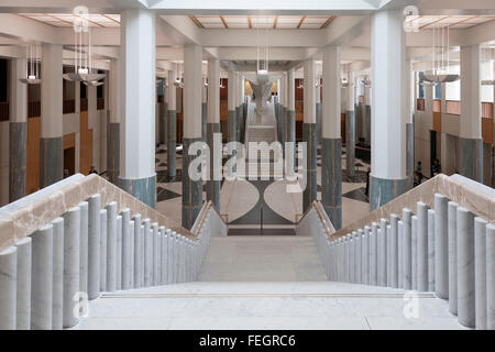 Marmortreppe im Foyer des Bundes australische Parlamentsgebäude auf dem Capital Hill Canberra ACT Australien Stockfoto