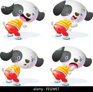 Satz von niedlichen Hund Zeichentrickfigur Maßnahmen viele Emotionen. Stock Vektor
