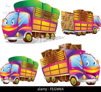 Cute truck Cartoon läuft gerne haben Action und Emotionen. industriellen Lastkraftwagen vector Image design für ihre Abbildung, Dekoration Stock Vektor