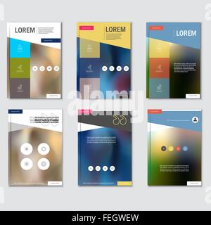 Set Business Broschüre Design Vektor-Vorlage im A4-Format mit Unschärfe Hintergrund Stock Vektor