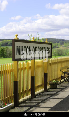 Wiedereröffneten Abschnitt der Royal Deeside Railway im Milton Crathes Besucherzentrum, Aberdeenshire, Schottland, Vereinigtes Königreich Stockfoto