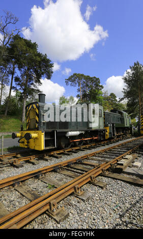 Züge im wieder eröffneten Abschnitt der Royal Deeside Railway im Milton Crathes Besucherzentrum, Aberdeenshire, Schottland, Großbritannien Stockfoto