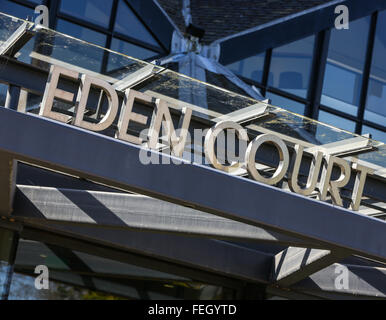 Zeichen für Eden Court Theatre in der Stadt Inverness in den Highlands von Schottland, UK Stockfoto