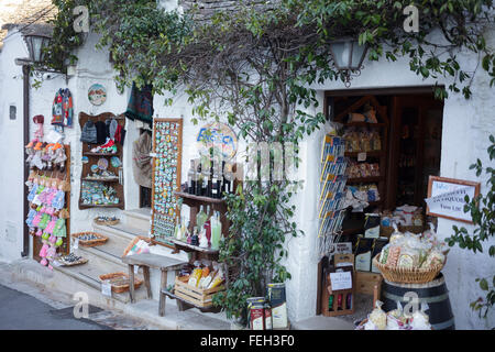 Trulli-Souvenirs und regionale Produkte Shop in Alberobello, Apulien, Italien Stockfoto