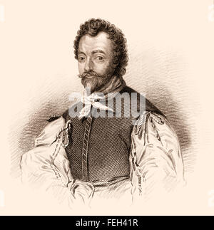 Sir Francis Drake, c. 1540-1596, ein englischer Seemann, Pirat, Explorer, Vizeadmiral und der erste englische Weltumsegler Stockfoto