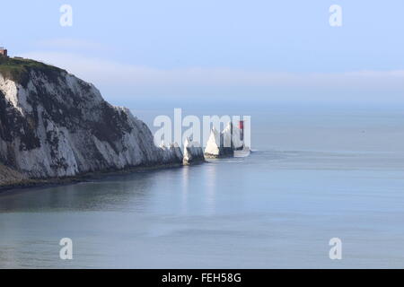 Die Nadeln Felsen und Leuchtturm, Isle Of Wight Stockfoto