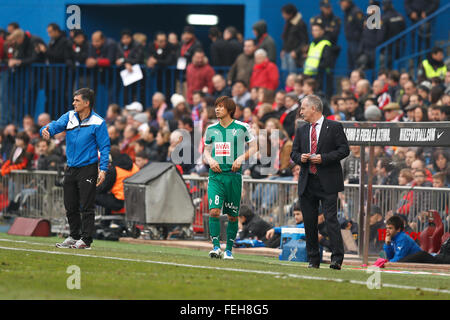 Madrid, Spanien. 6. Februar 2016. Takashi Inui (Eibar) Fußball: Spanische Primera Division "Liga BBVA (Espanola)" match zwischen Atletico de Madrid 3-1 SD Eibar im Vicente Calderon Stadion in Madrid, Spanien. © Mutsu Kawamori/AFLO/Alamy Live-Nachrichten Stockfoto