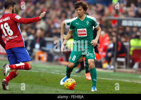 Madrid, Spanien. 6. Februar 2016. Takashi Inui (Eibar) Fußball: Spanische Primera Division "Liga BBVA (Espanola)" match zwischen Atletico de Madrid 3-1 SD Eibar im Vicente Calderon Stadion in Madrid, Spanien. © Mutsu Kawamori/AFLO/Alamy Live-Nachrichten Stockfoto