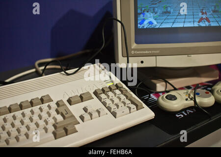 Amiga-Computer auf dem Display auf der Eurogamer Expo. Stockfoto