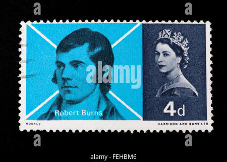 Robert Burns Sonderbriefmarke GB Nahaufnahme 1966 Stockfoto