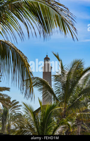 Leuchtturm in Maspalomas (Faro de Maspalomas) auf Gran Canaria (Gran Canaria), der größte Leuchtturm auf den Kanarischen Inseln Stockfoto