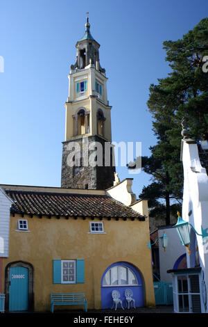 Portmeirion Touristendorf in Gwynedd, Nordwales. Stockfoto