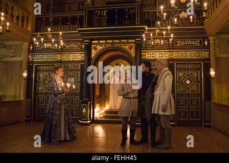 London, UK. 3. Februar 2016. Ein Wintermärchen von William Shakespeare Regie Michael Longhurst am Sam Wanamaker Playhouse/Globe Theatre. Die Produktion läuft vom 28. Januar bis 22. April 2016. Stockfoto