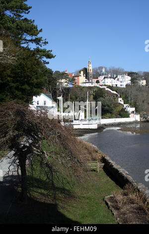 Portmeirion Touristendorf in Gwynedd, Nordwales. Stockfoto