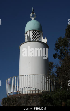 Leuchtturm in Portmeirion Touristendorf in Gwynedd, Nordwales. Stockfoto