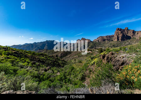 Spektakulären Panoramablick von Fataga-Tal auf Gran Canaria (Gran Canaria), Spanien Stockfoto