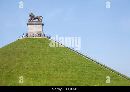 Der Löwe von Waterloo, die künstlichen Hügel Symbol des englischen Sieges gegen die Armee des französischen Kaisers Napoleon Stockfoto