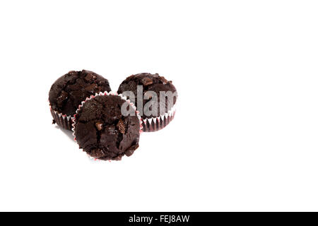 Schokoladenparty Muffins isoliert auf weißem Hintergrund Stockfoto