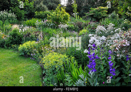 Ein schöner englischer Garten im Frühsommer. Informelle Cottage Garten-Stil der Pflanzung. Stockfoto