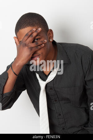 Porträt einer schönen jungen Afroamerikaner hautnah. Stockfoto
